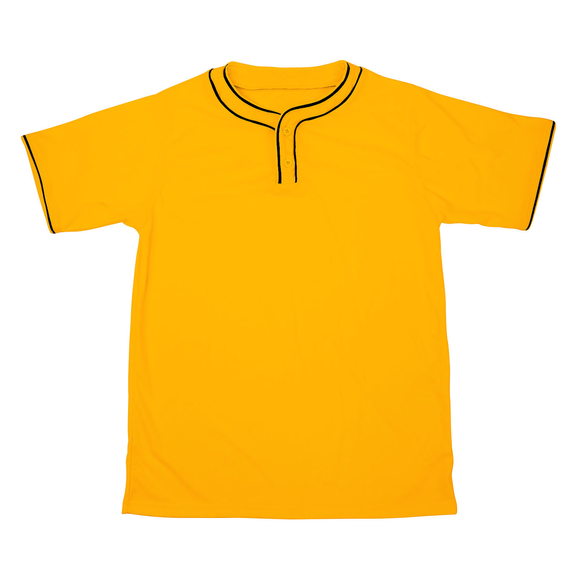 Martin Sports Two Button Baseball Jersey, Moisture Management in Gold/Black Adult 2XL - Front View