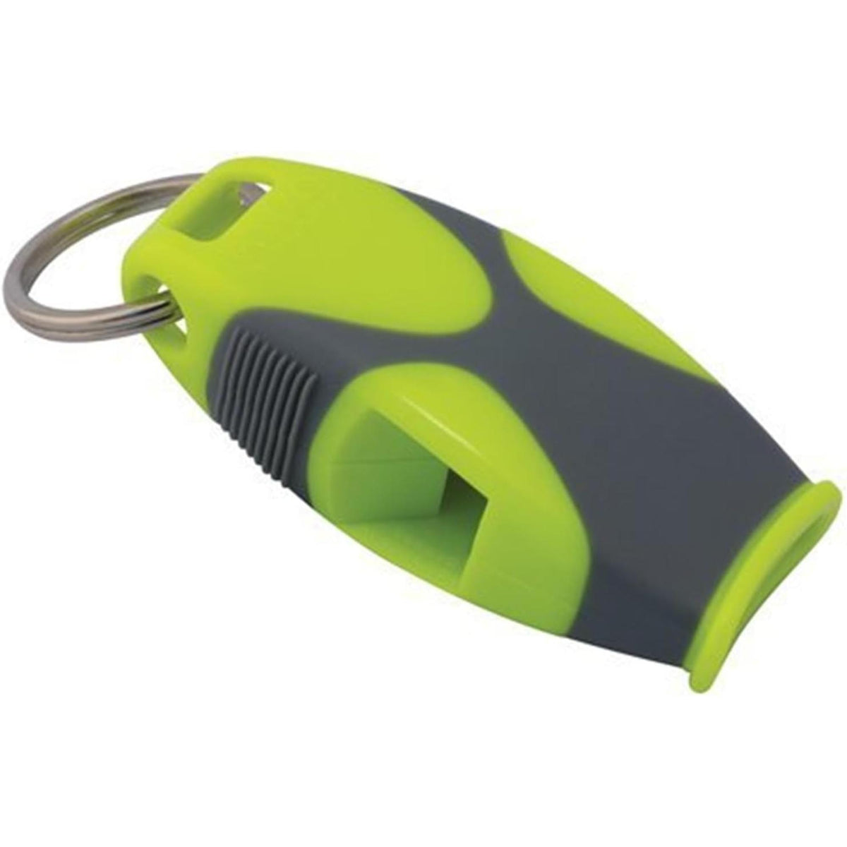 Safety whistle with integrated grip design and breakaway lanyard for secure and convenient use.