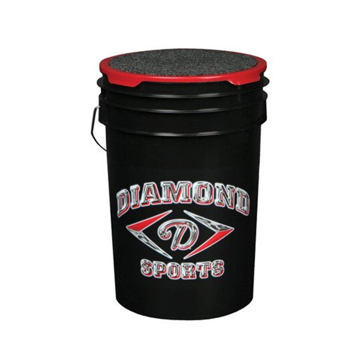 Diamond 6-Gallon Ball Bucket with Lid, Black - front view