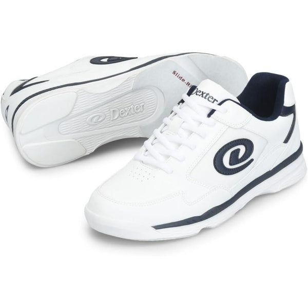 Dexter Mens Ricky V White Blue Wide Bowling Shoes