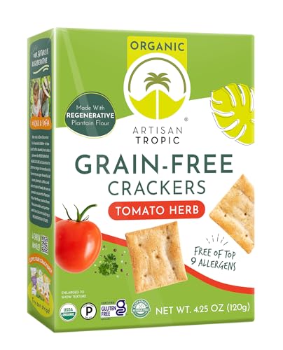 Artisan Tropic Organic Grain-Free Tomato Herb Crackers, 4.25 oz (Case of 6)