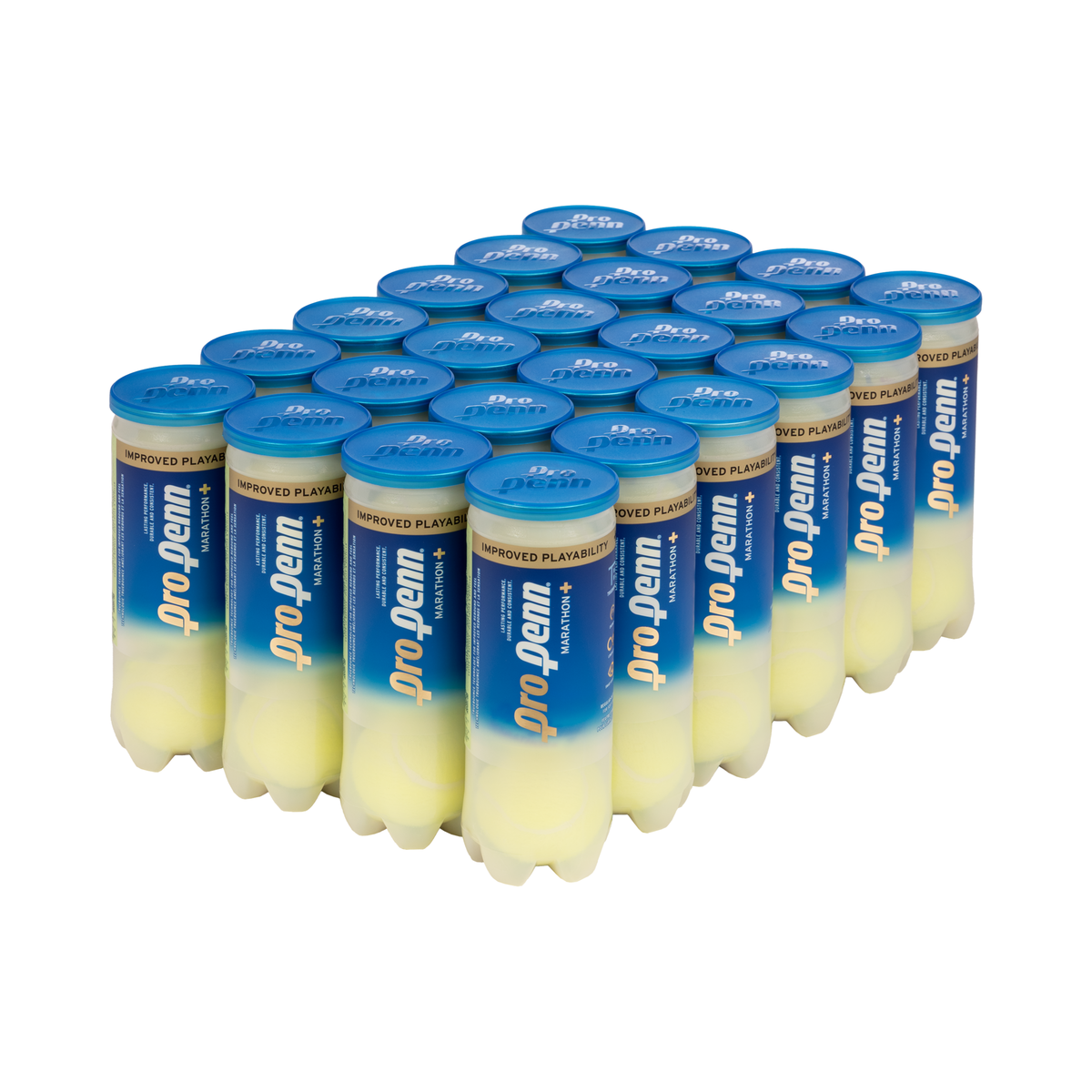 Penn Pro Penn Marathon+ Regular Duty Tennis Balls, 24-can case