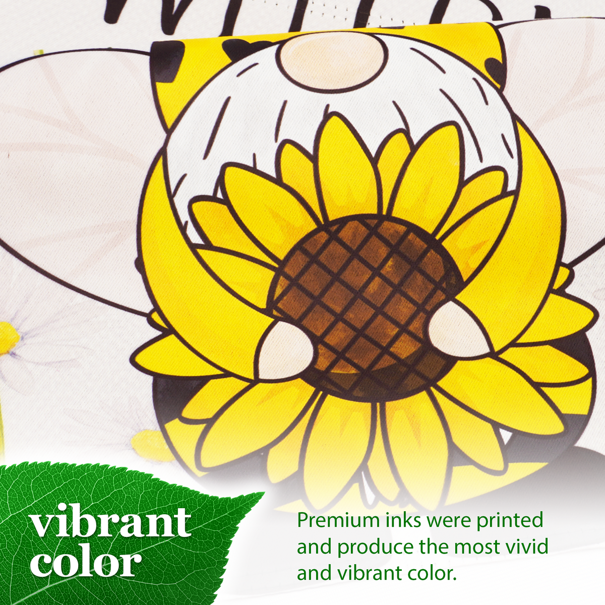 G128 Garden Flag Welcome Bee Gnome with Sunflower 12"x18" Blockout Fabric - View 6