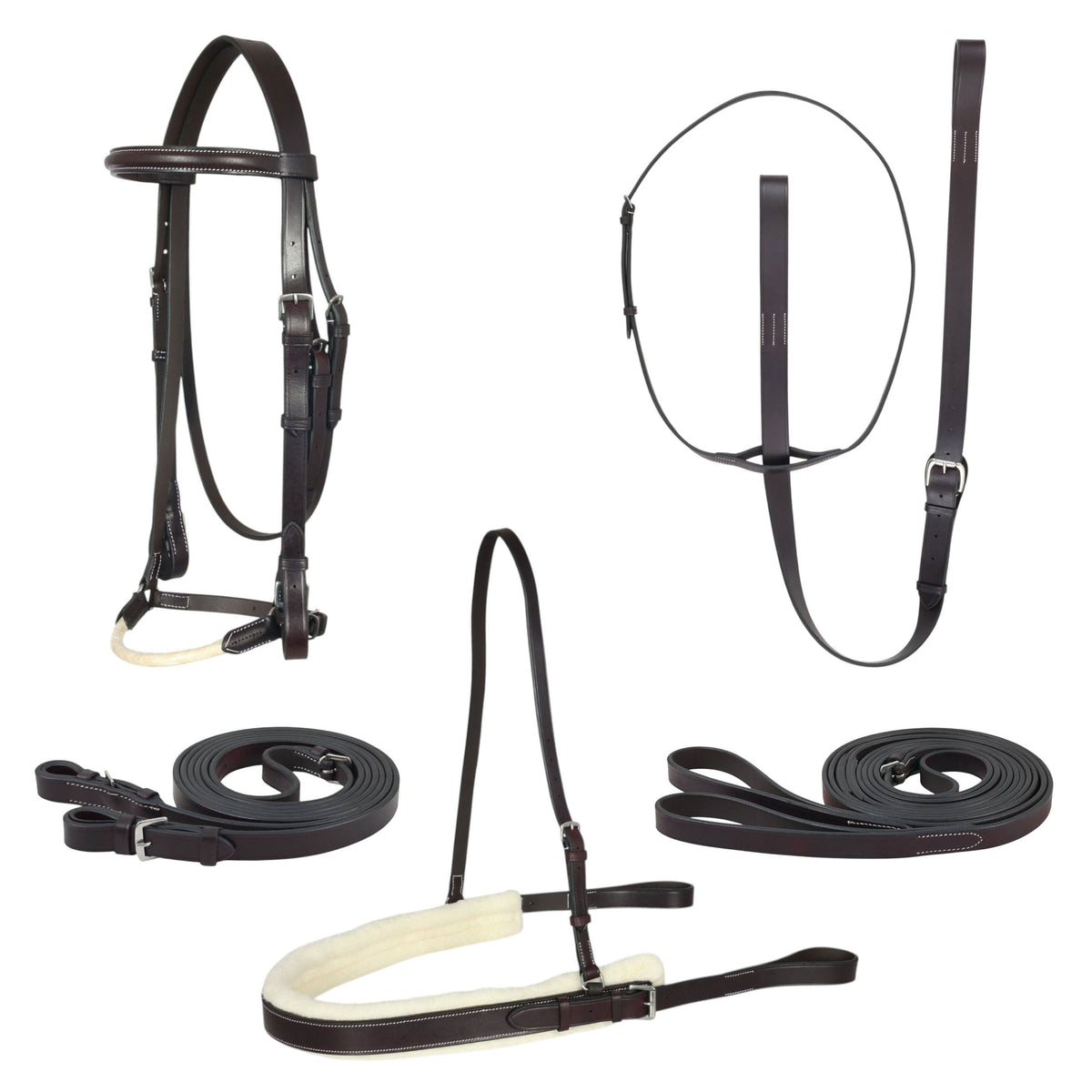 Henri de Rivel Complete Pro Leather Polo Bridle with Nylon Stitching