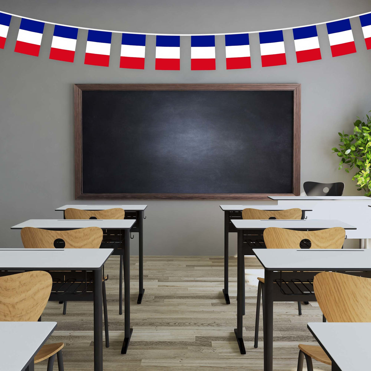 G128 France French Bunting Banner, Flag 8.2 x 5.5 Inch, Full String 33 Feet, Printed 150D Polyester - View 4