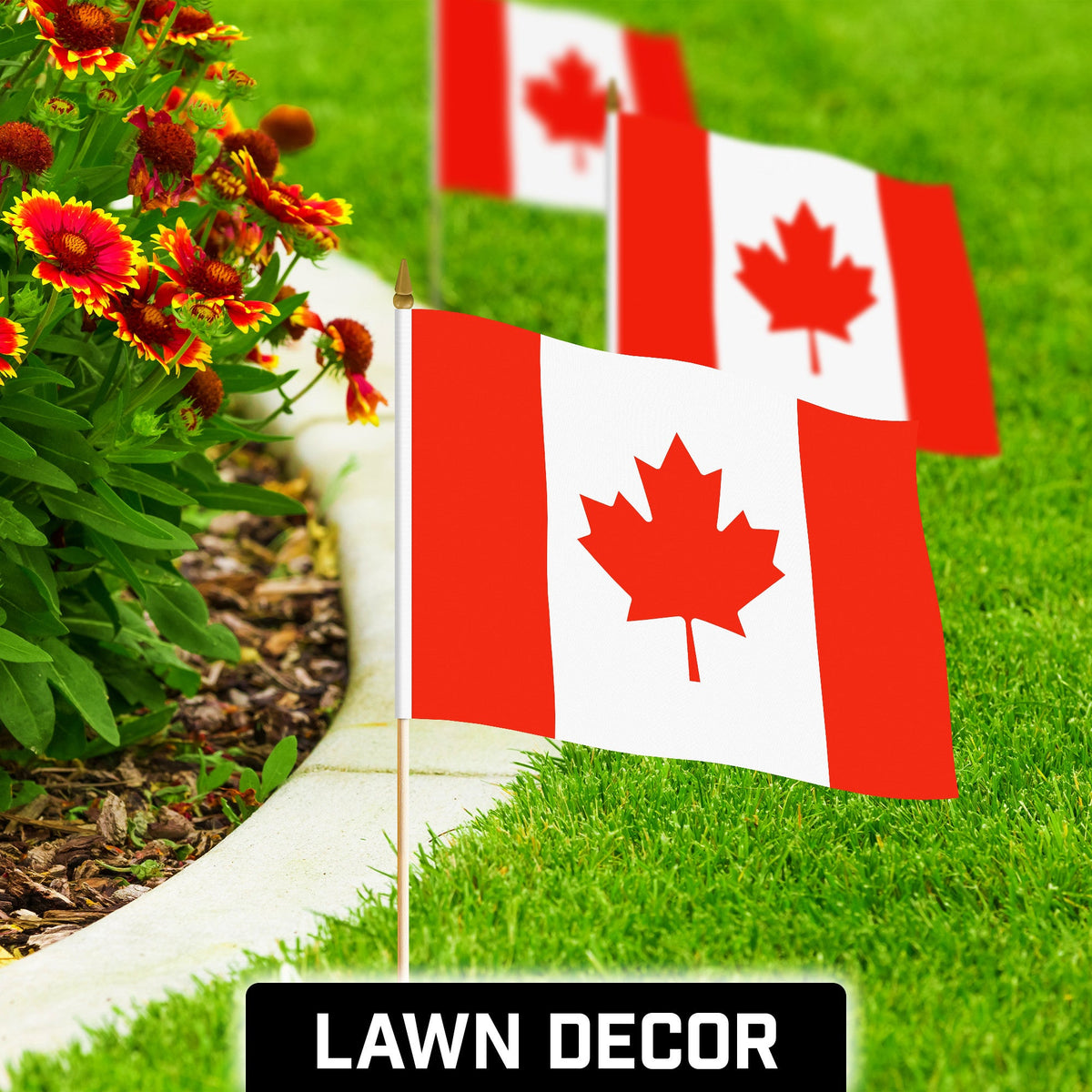 G128 12 Pack Handheld Canada Canadian Stick Flags, 12x18 In, Printed 150D Polyester, Country Flag, Solid - View 3