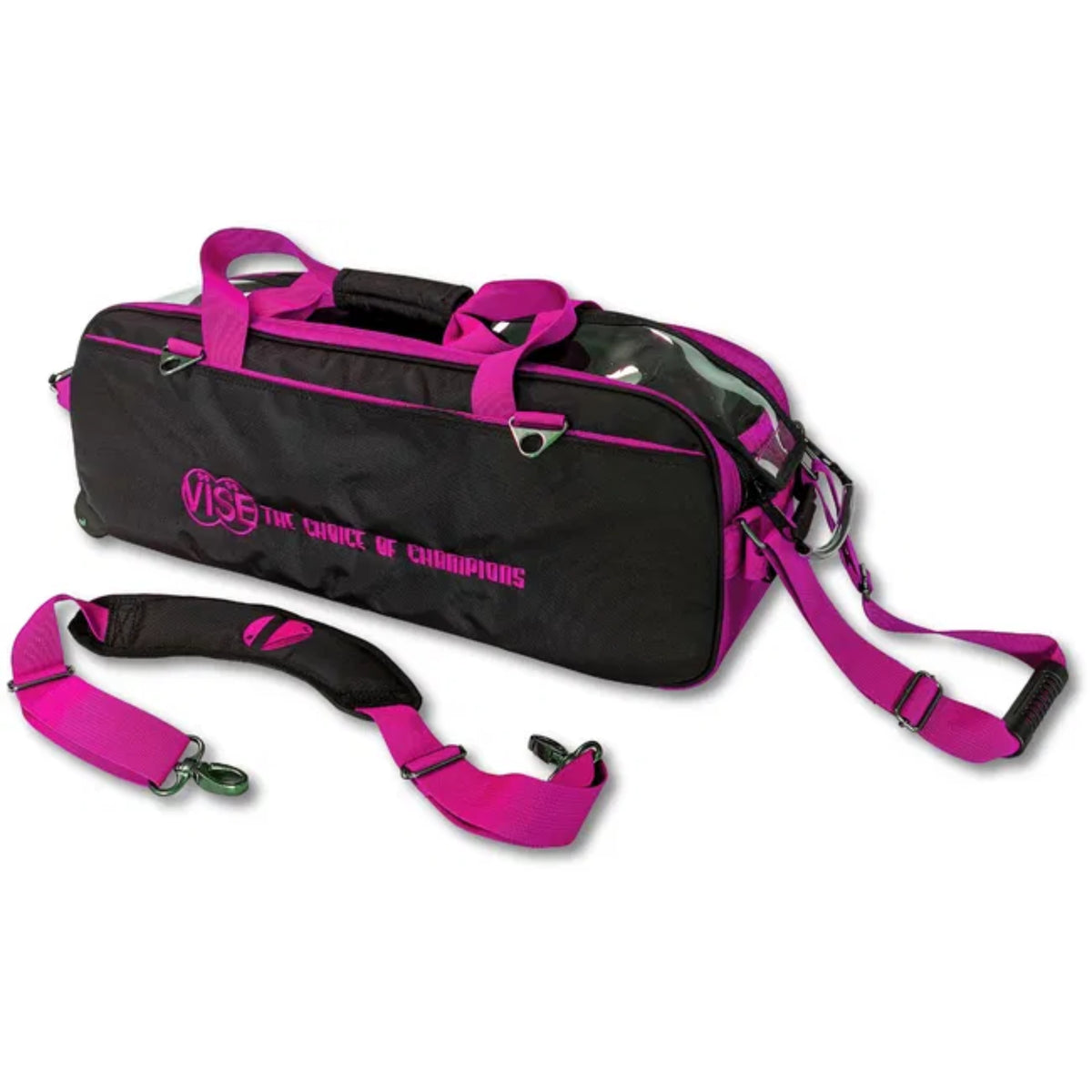 Vise 3 Ball Clear Top Roller Tote Bowling Bag