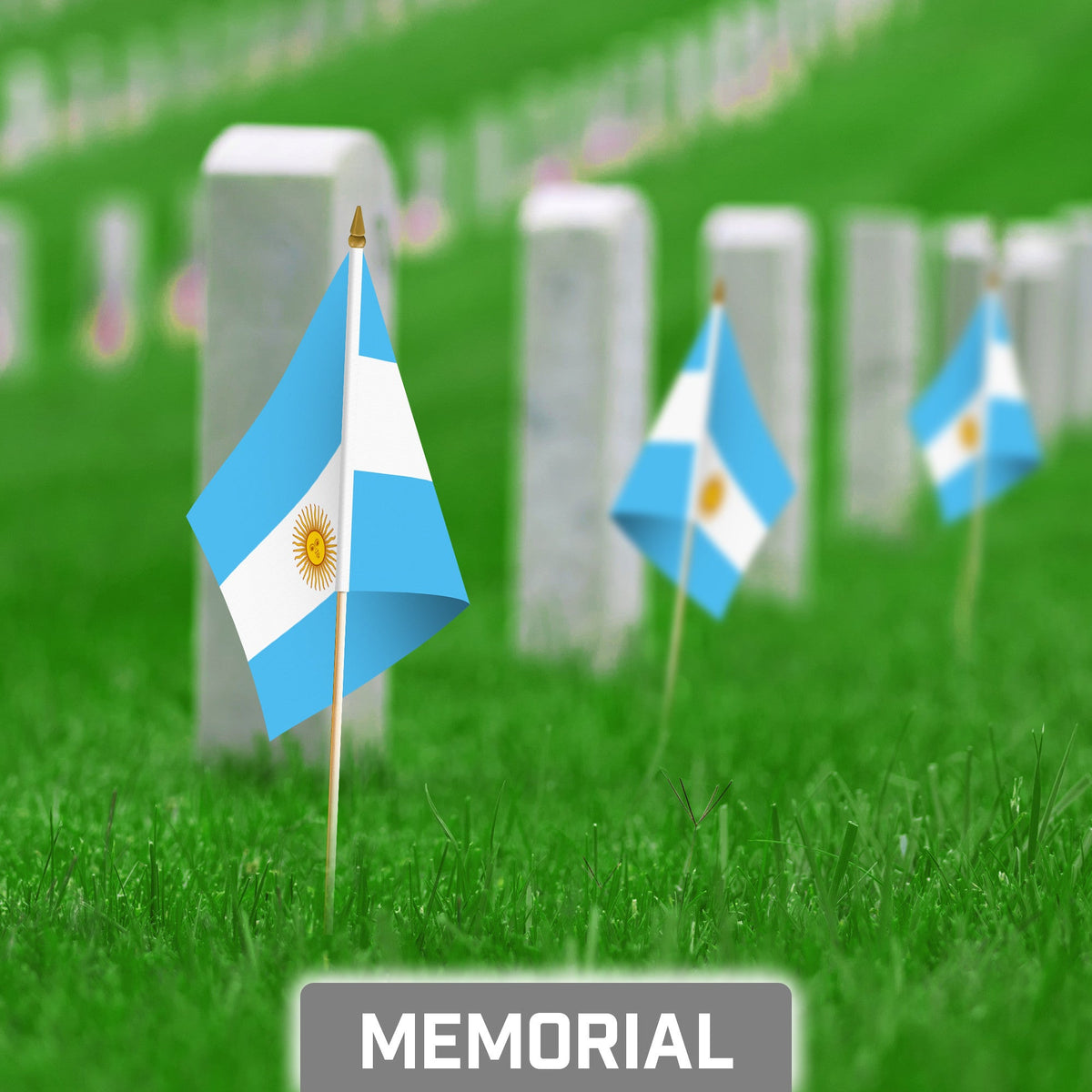 G128 12 Pack Handheld Argentina Argentinian Stick Flags, 8x12 In, Printed 150D Polyester, Country Flag, Solid - View 4