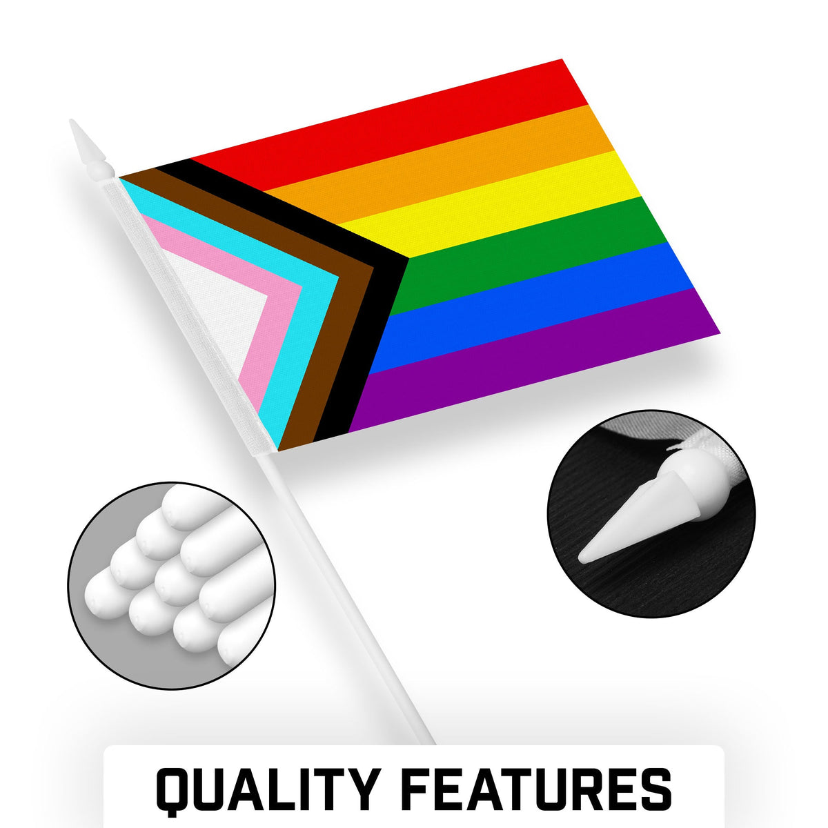 G128 50 Pack Handheld LGBT Progress Rainbow Pride Stick Flags, 4x6 In, Printed 150D Polyester, Social Flag - View 8