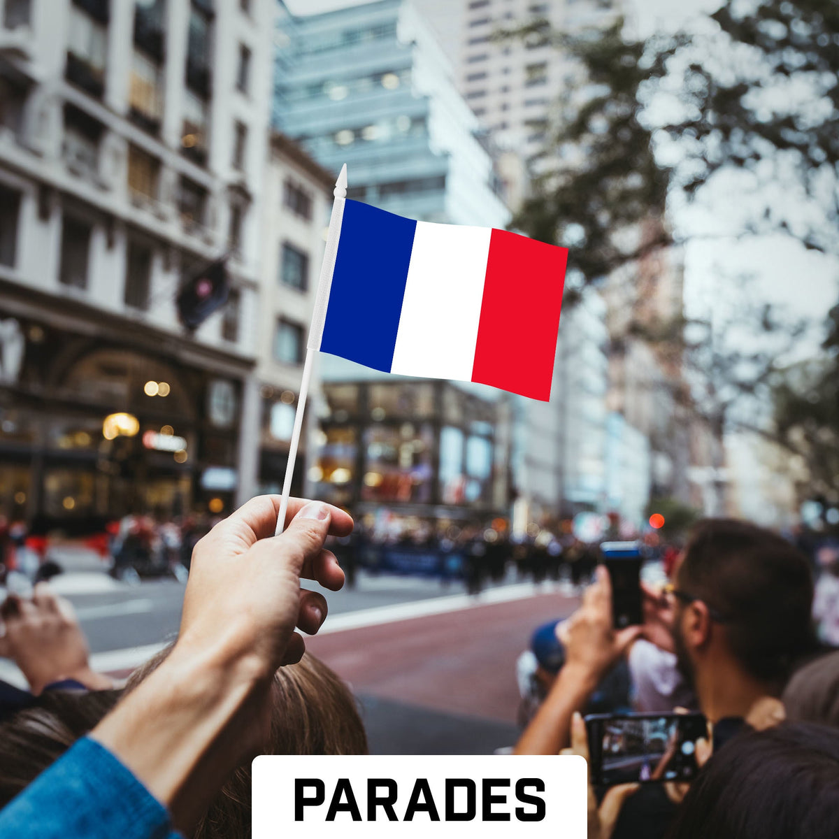 G128 12 Pack Handheld France French Stick Flags, 4x6 In, Printed 150D Polyester, Country Flag, Solid Plastic - View 4