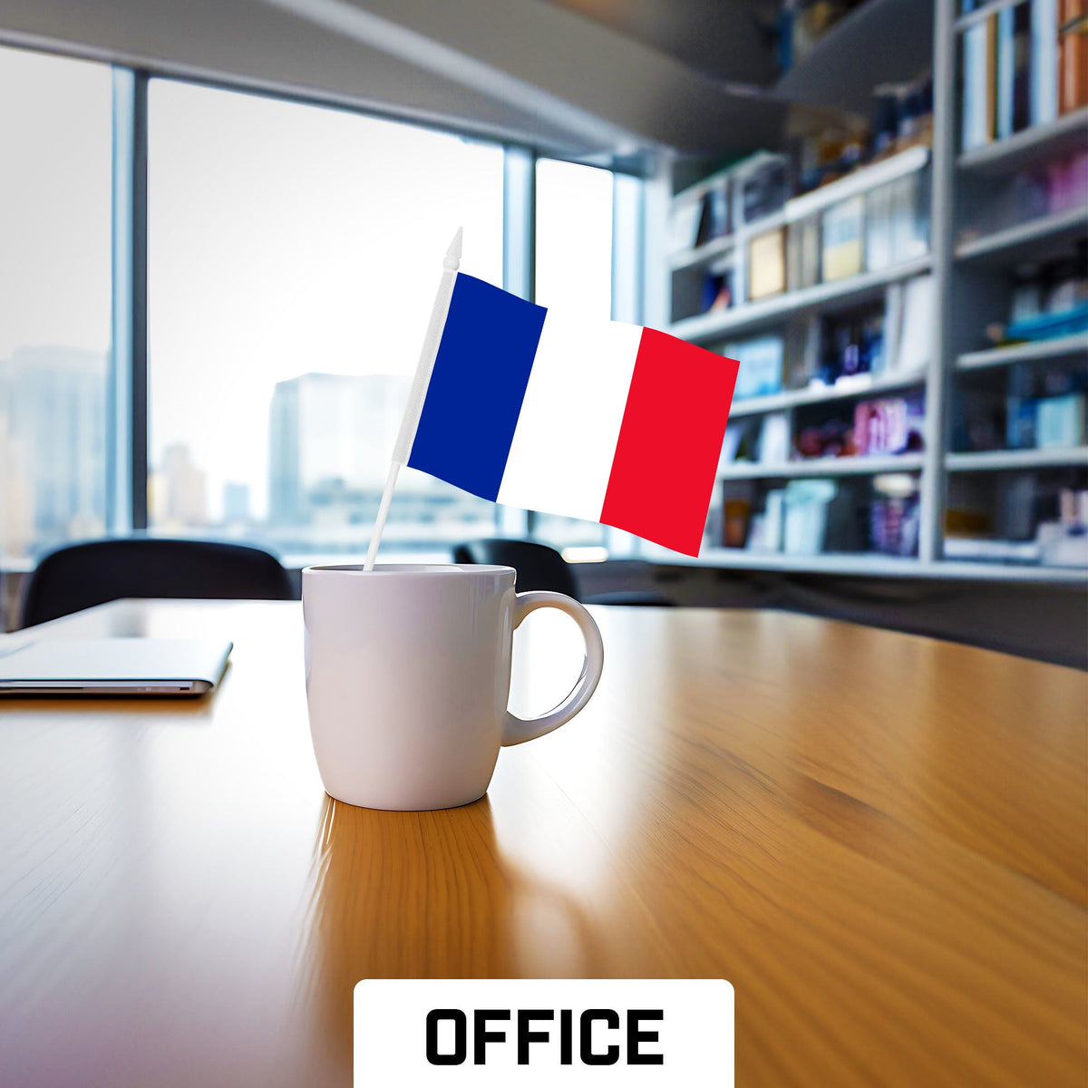 G128 12 Pack Handheld France French Stick Flags, 4x6 In, Printed 150D Polyester, Country Flag, Solid Plastic - View 3