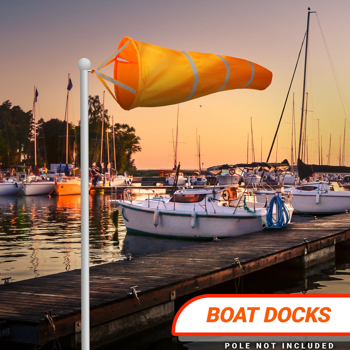 G128 Orange Windsock 40 Inch, Printed 210D Polyester, Heavy Duty Polyester Wind Direction Measurement with - View 6