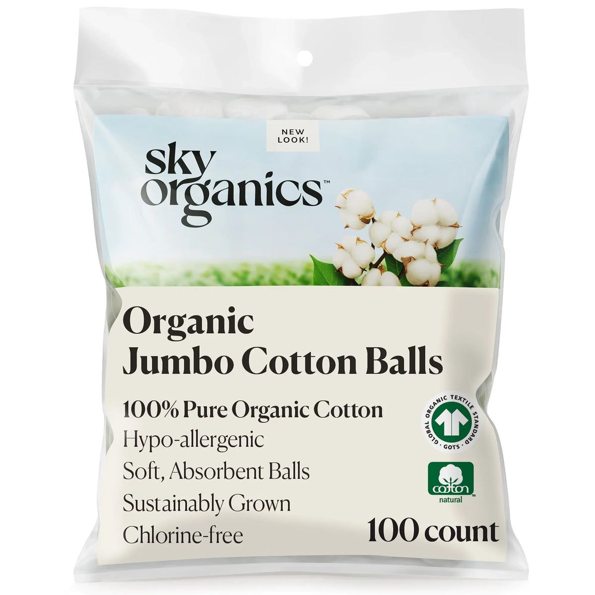 Sky Organics Organic Cotton Balls, 100 ct