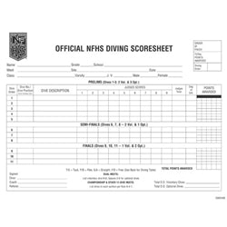 NFHS Swimming and Diving Scoresheets, Pad of 100