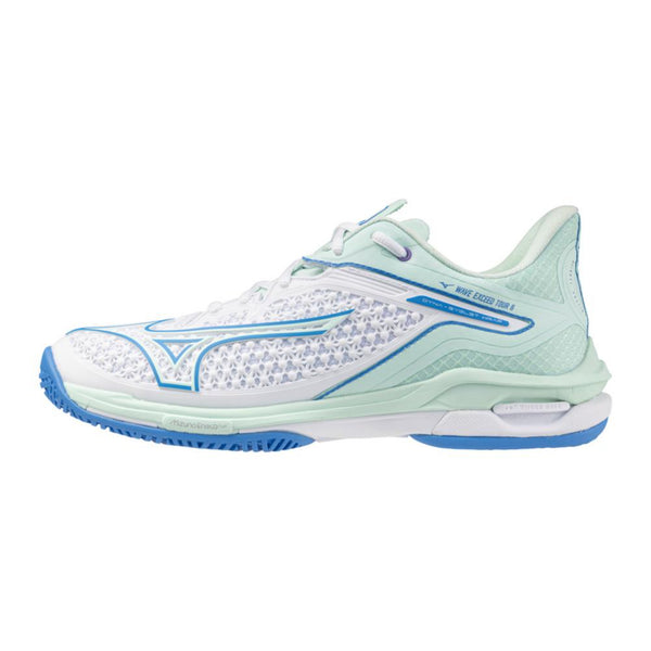 Mizuno Wave Exceed Tour 6 AC Women's White-Frontier Blue Tennis Shoe