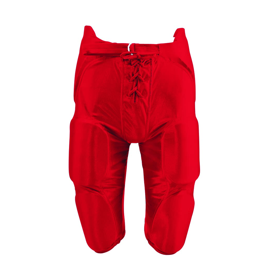 Martin Sports Integrated Dazzle Football Pants, 7 Pad Set Sewn In in Red Adult 2XL - Front View