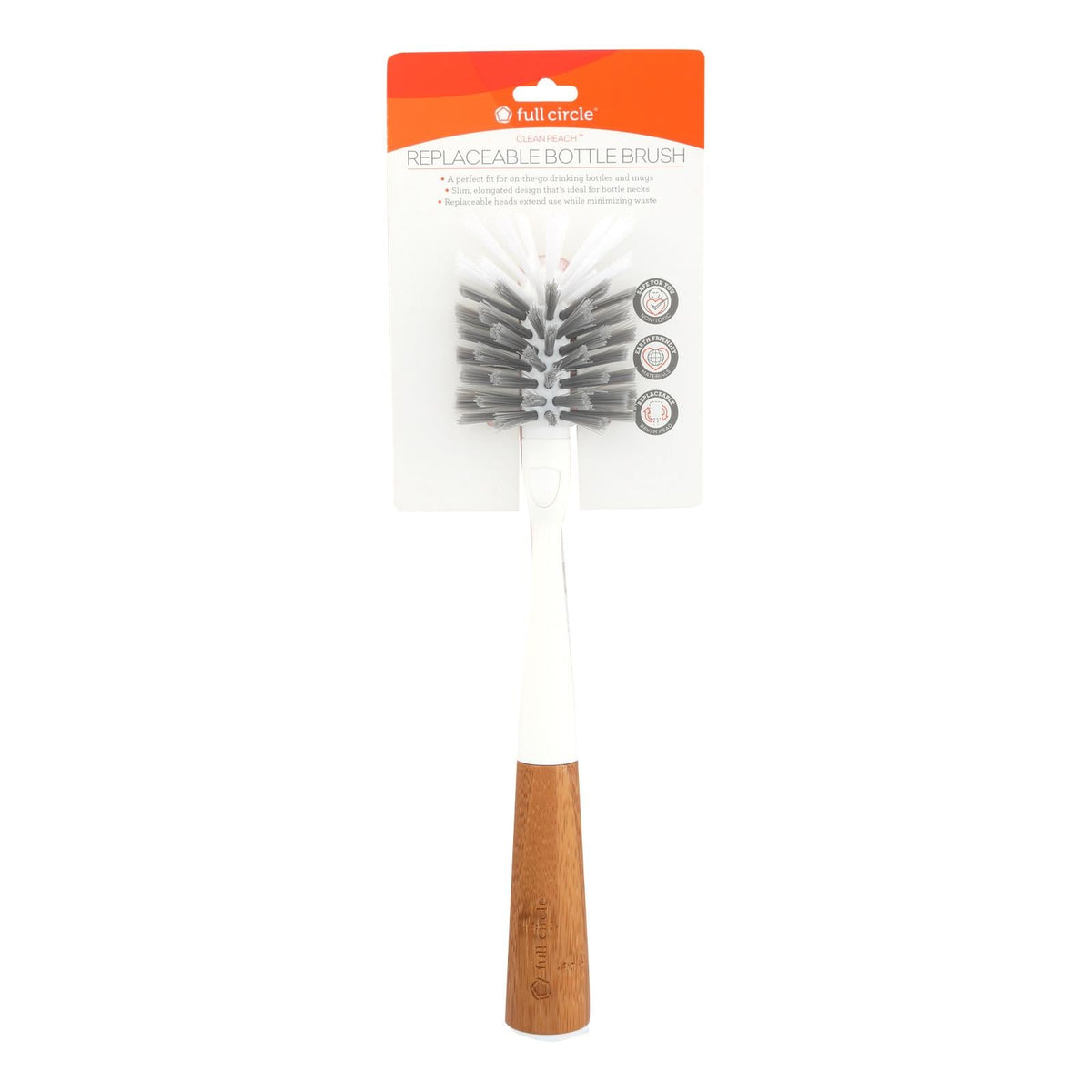 Full Circle Home Clean Reach Bottle Brush, White, 6-Pack, 1 Count