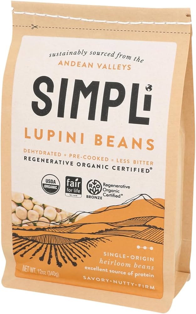 Simpli Organic Regenerative Lupini Beans, 12 oz (Case of 8)