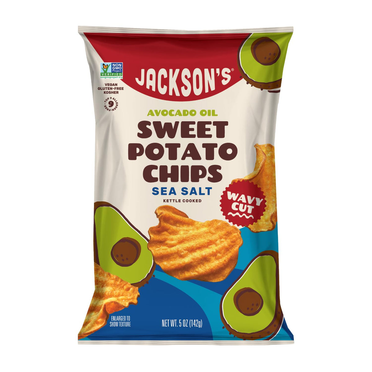 Jackson's Wavy Sea Salt Sweet Potato Chips, 5 oz (Case of 12)