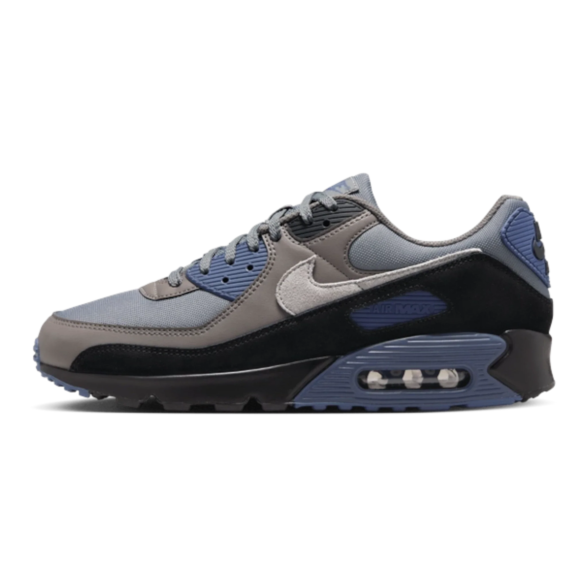 Nike Air Max 90 Men's Sneakers — Smoke Grey Leather Low-Top