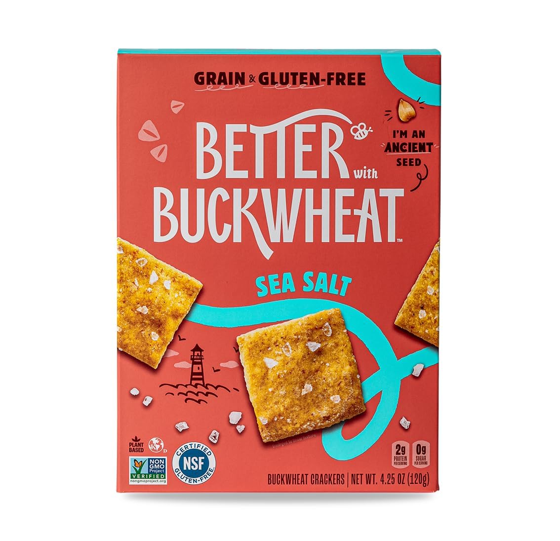 Better With Buckwheat Sea Salt Crackers, 4.25 oz (Case of 6)