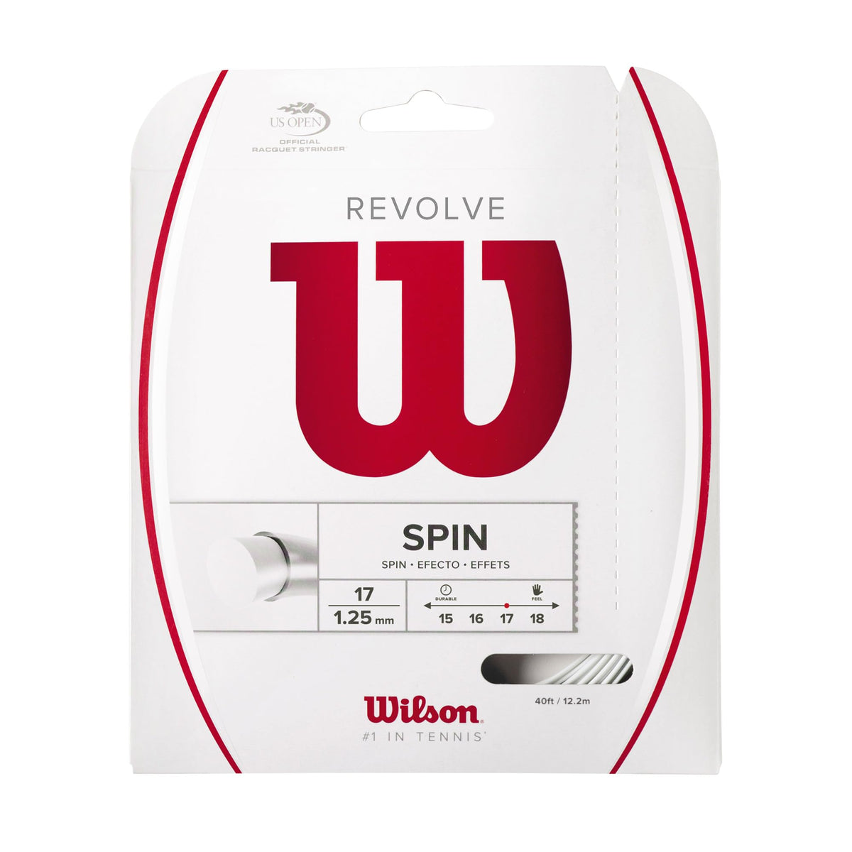 Wilson Revolve 15 Tennis String, 200m Reel, Black - main view