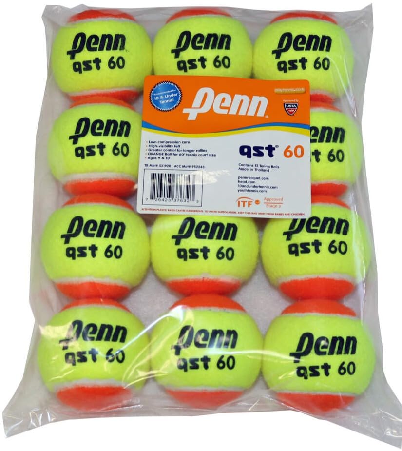 Penn QST 60 Orange Felt Tennis Balls - 6 Bag Case, 72 Balls - detail