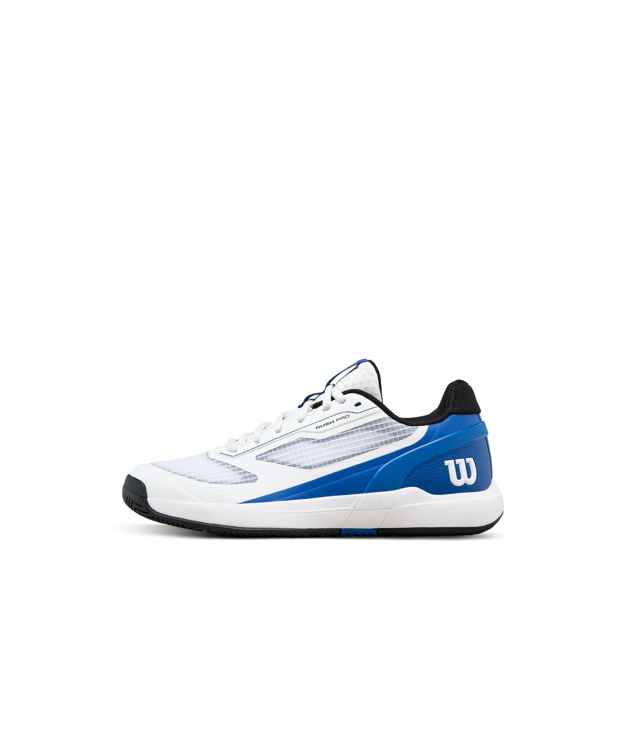 Wilson Rush Pro 5 Junior Tennis Shoes, White/Deja Vu Blue/Safety Yellow - main view