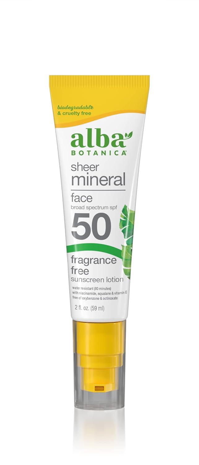 Alba Botanica Mineral Face Sunscreen SPF 50, 2 fl oz