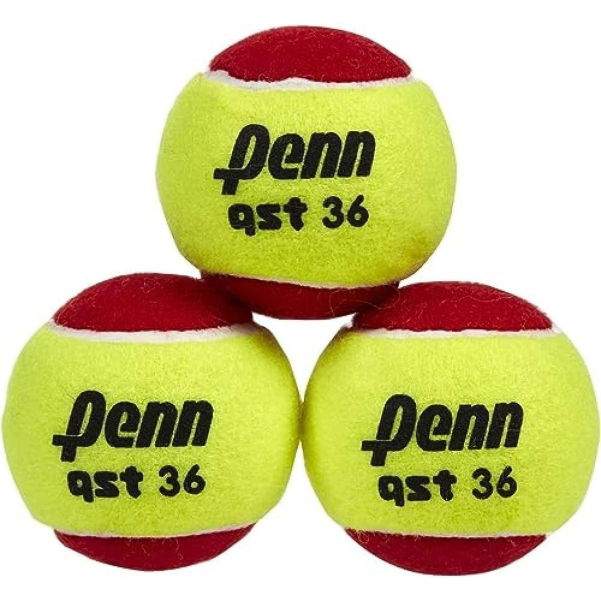 Pack of Penn QST 36 felt tennis balls in a small retail bag designed for beginner and training play.