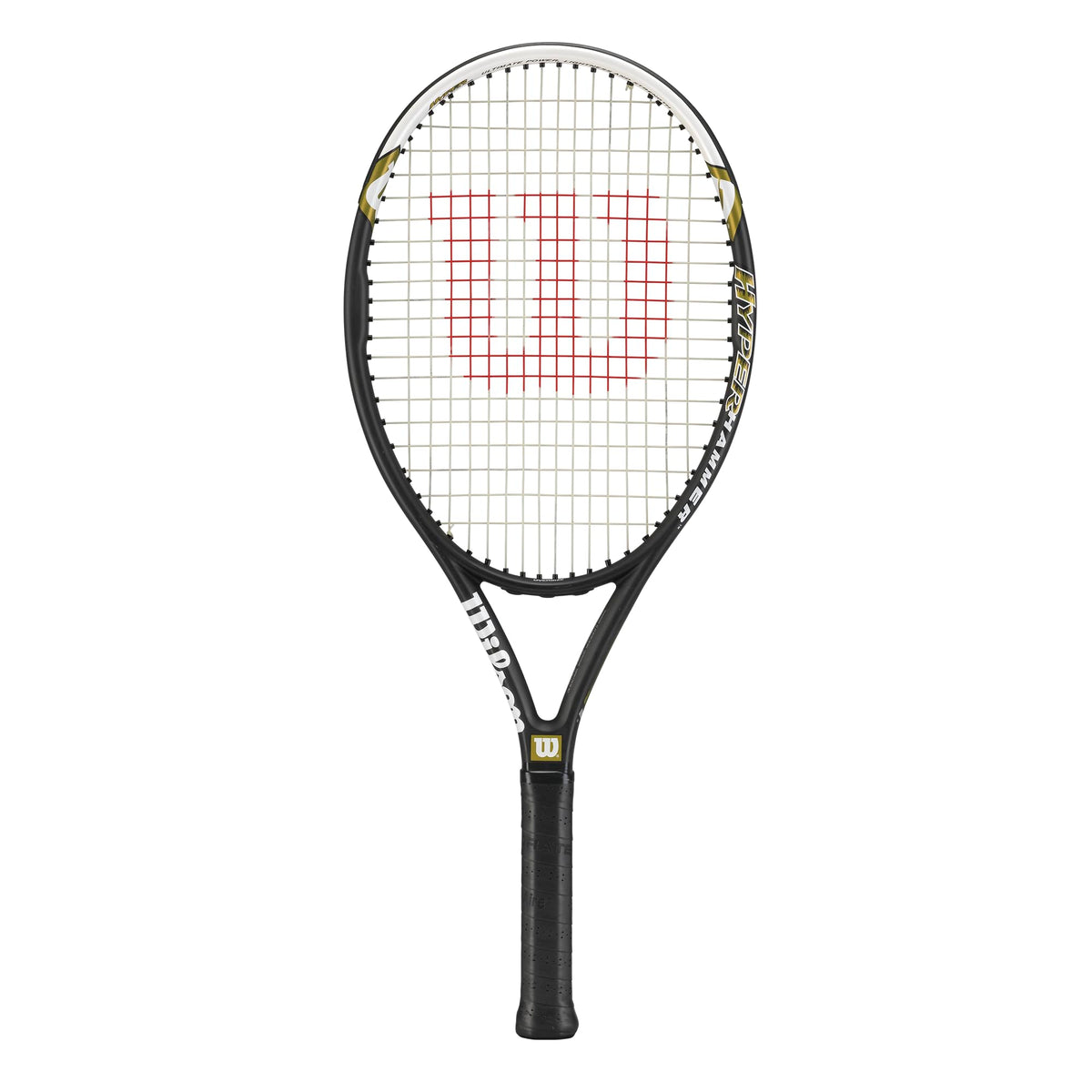 Wilson Hyper Hammer 5.3 Tennis Racket Strung, Black/White, 4 Inch Grip - main view