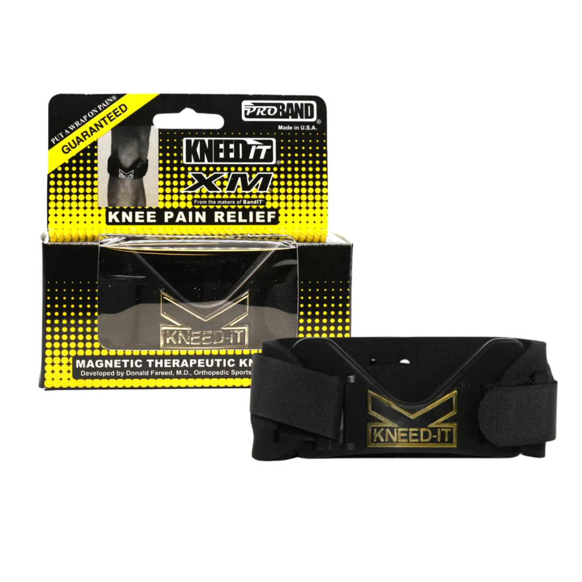 PROBAND KneedIT Compression Band for Knee Pain Relief, Latex-Free - Helps Relieve Pain & Swelling for Arthritis, Tendinitis, Osteoarthritis, Runner’s & Jumper's Knee & More, Stealth Black - view 1
