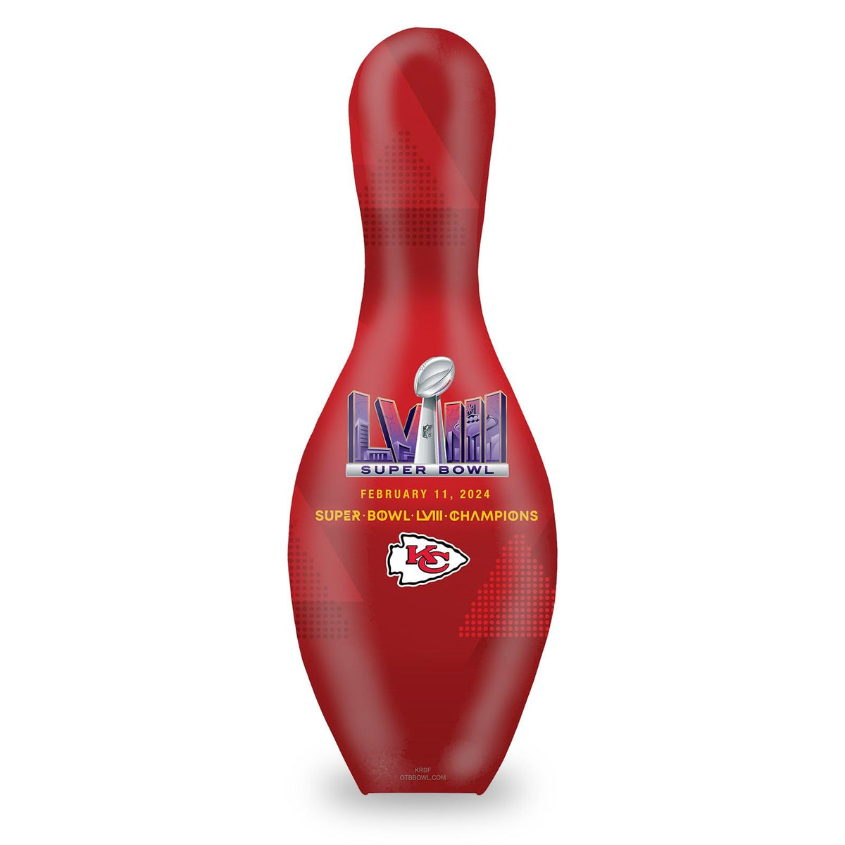 On The Ball Bowling Officially Licensed NFL Kansas City Chiefs Super Bowl LVIII Champions Official Size Bowling Pin - view 2