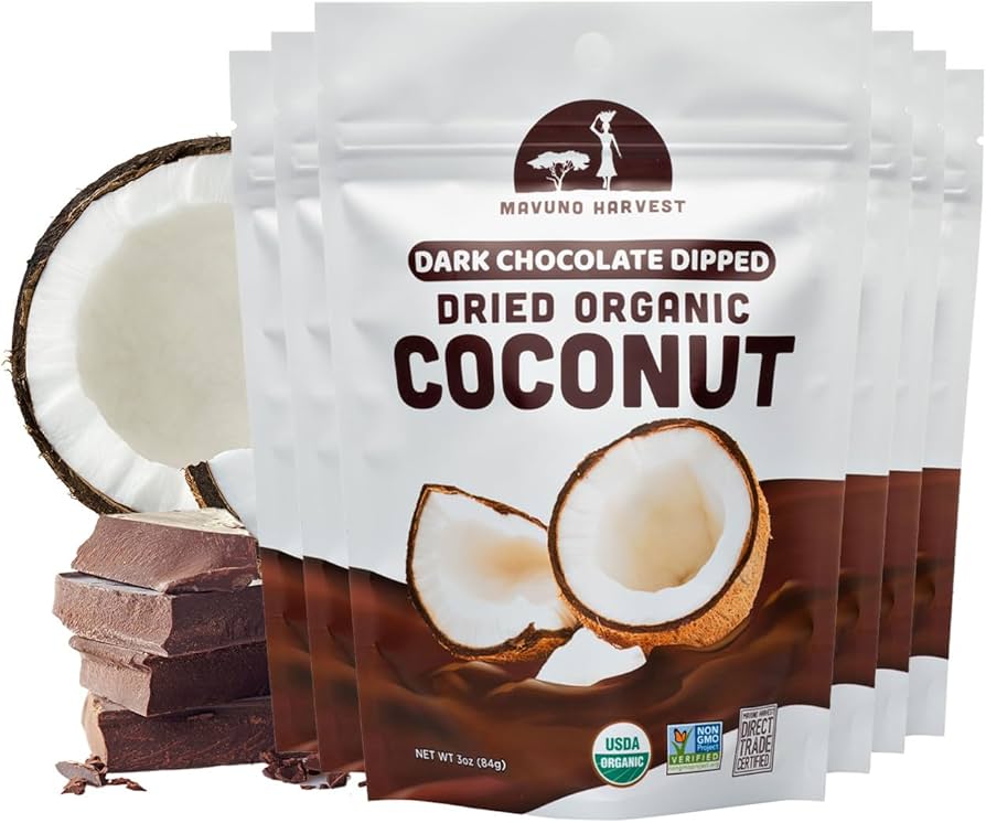 Mavuno Harvest Organic Dark Chocolate Dried Coconut, 3 oz (Case of 6)