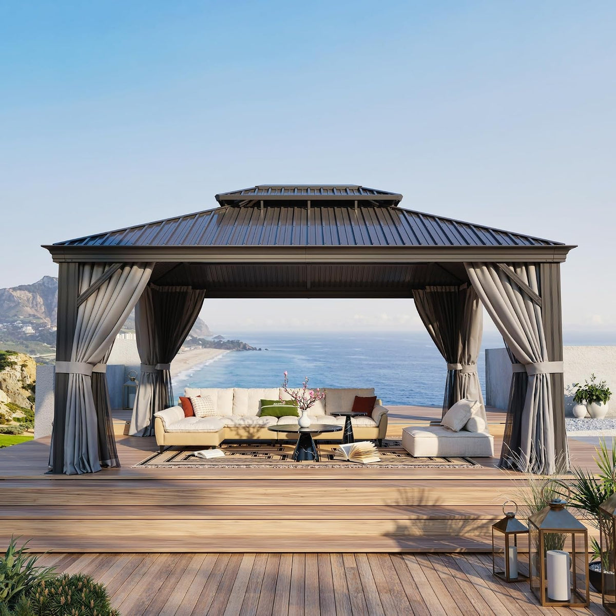 Hardtop Gazebo with Aluminum Frame and Galvanized Steel Roof - View 3