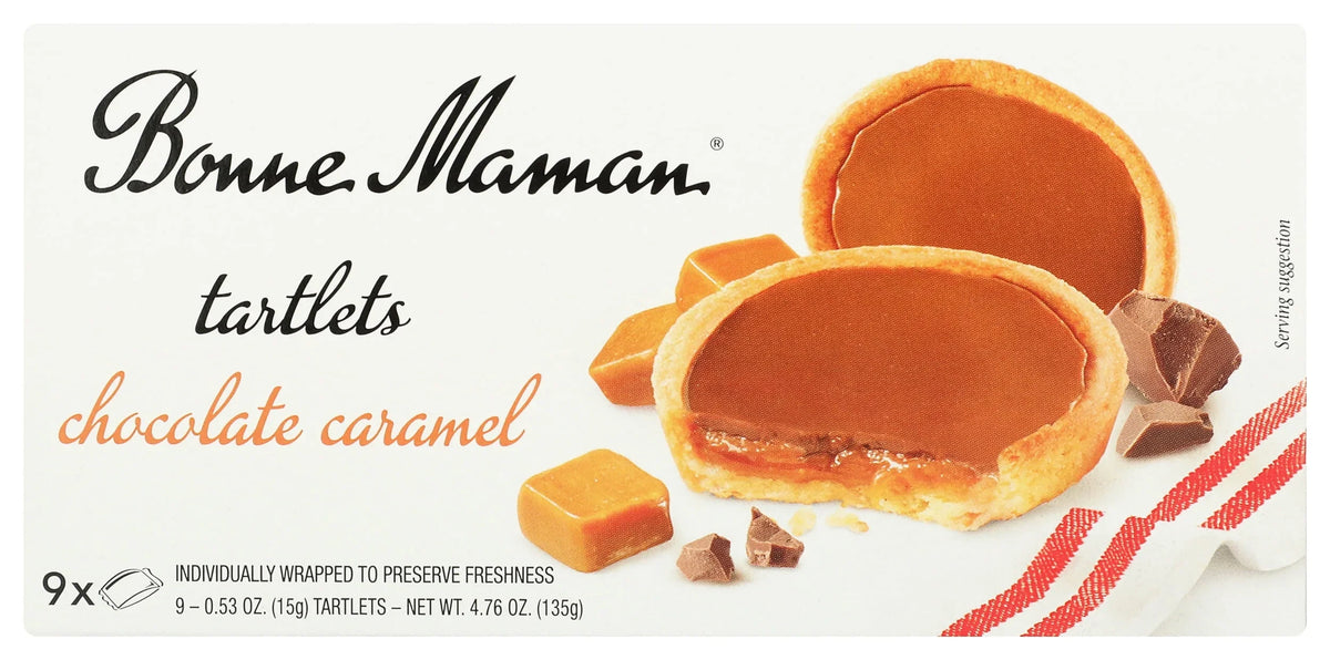 Bonne Maman Chocolate Caramel Tartlets, 4.76 oz (Case of 12)