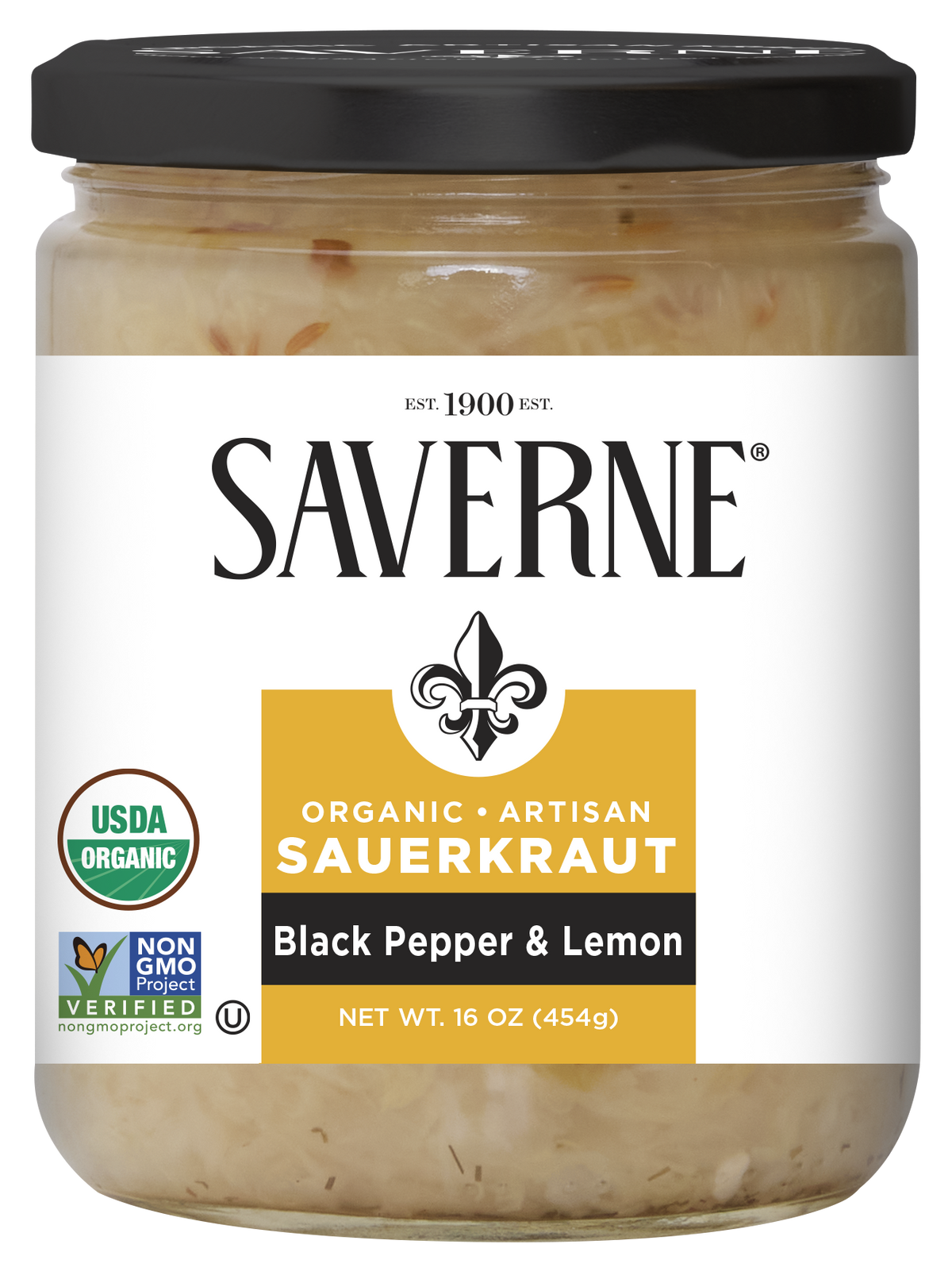 Saverne Organic Black Pepper Lemon Kraut, 16 oz (Case of 6)