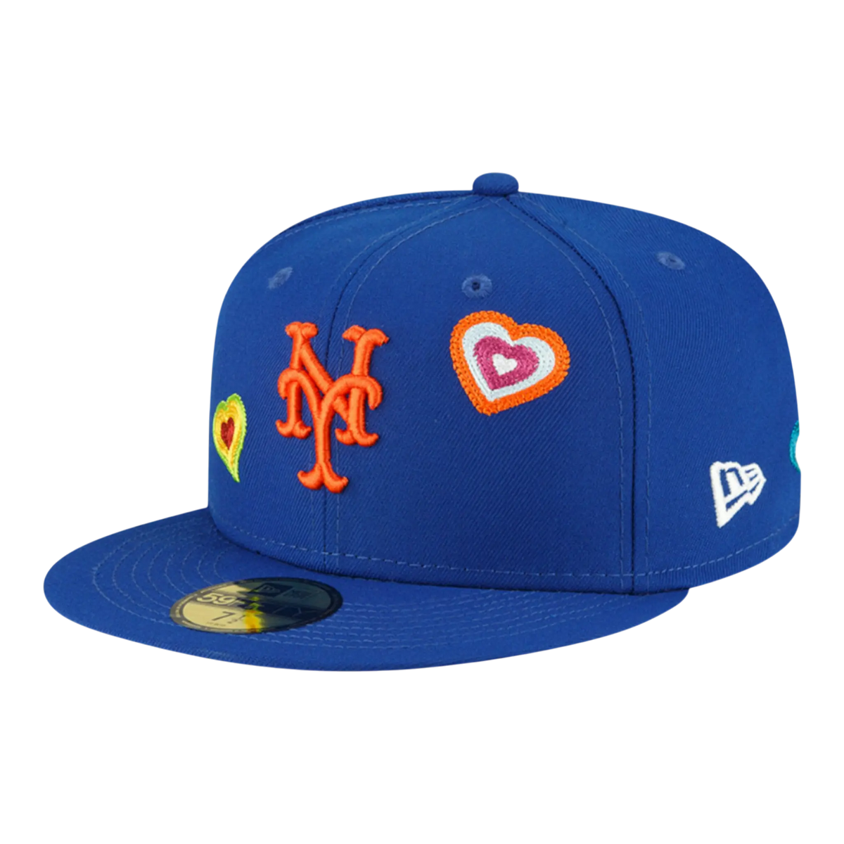 New Era 59FIFTY New York Mets Chain Stitch Heart Men's Fitted Hat — Pink Undervisor Blue