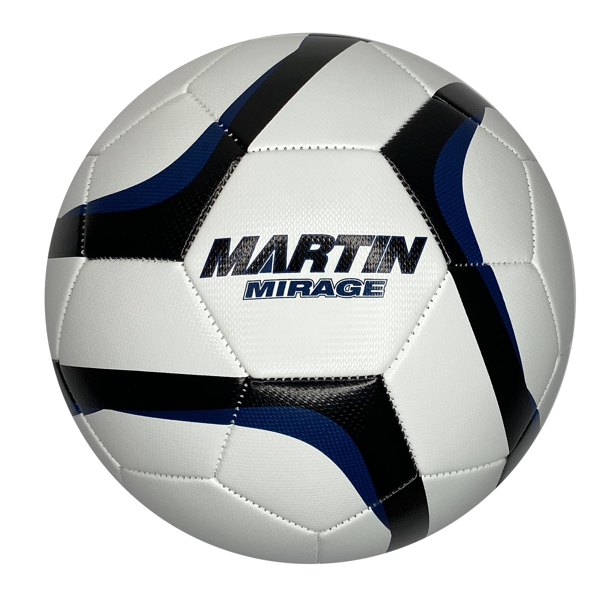 Martin Sports Mirage Soccer Ball, Machine Stitched in Blue/Black Size 3 - Front View