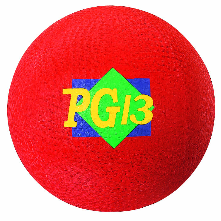 Martin Sports Red Rubber Playground Ball, 13 in - Front View