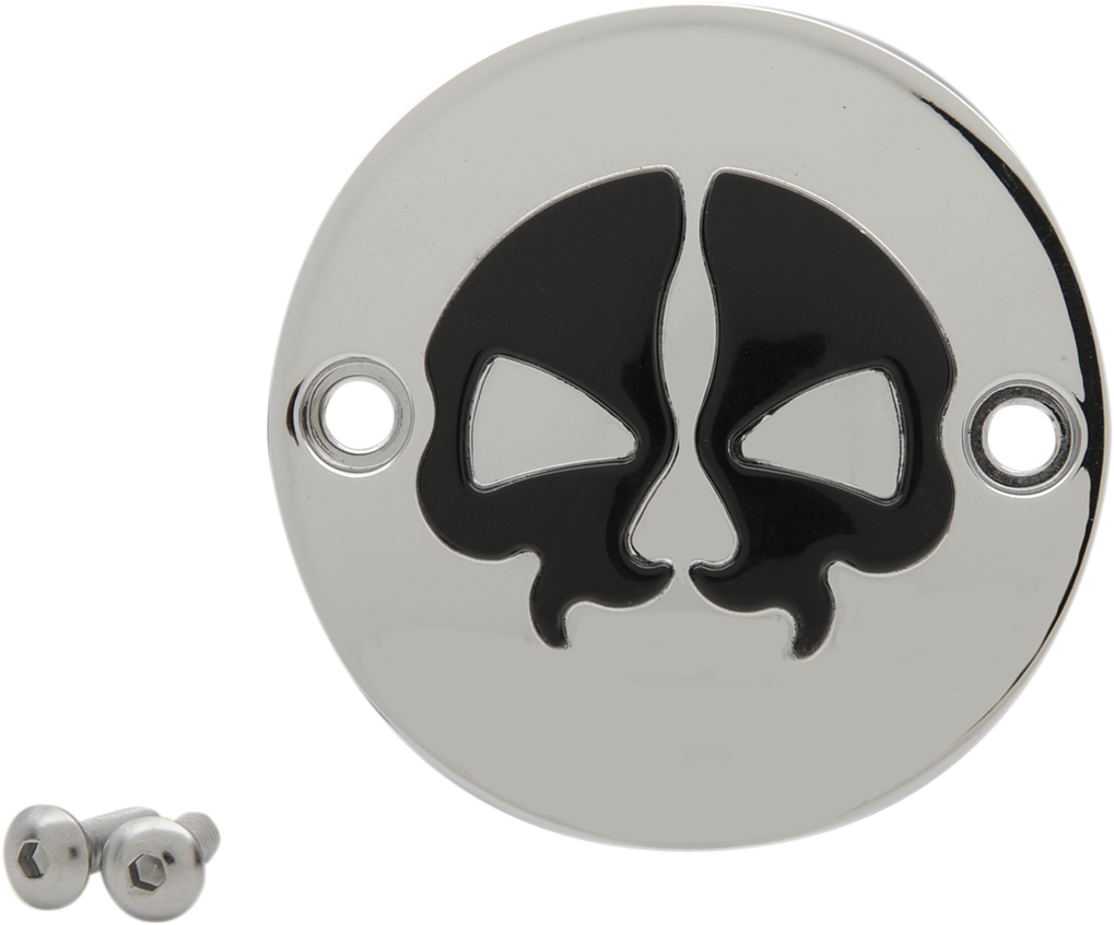 Drag Specialties Chrome and Black Skull Points Cover for M8 with 2-Hole Mount - Part Number 78102