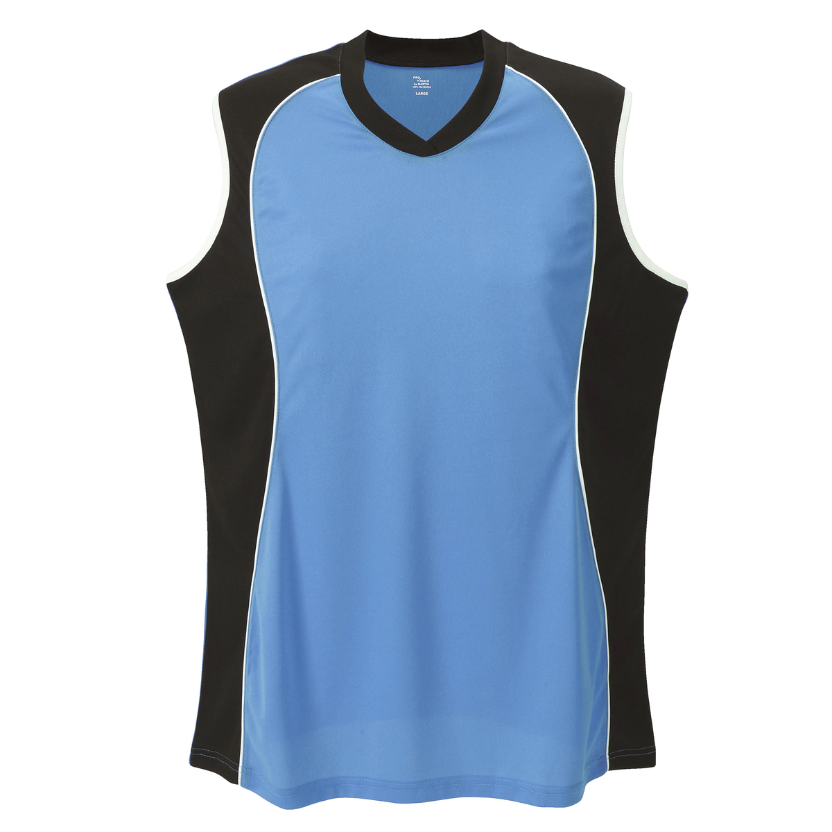Martin Sports Women's Sleeveless V Neck Softball Jersey, Moisture Management in Columbia Blue Youth L - Front View