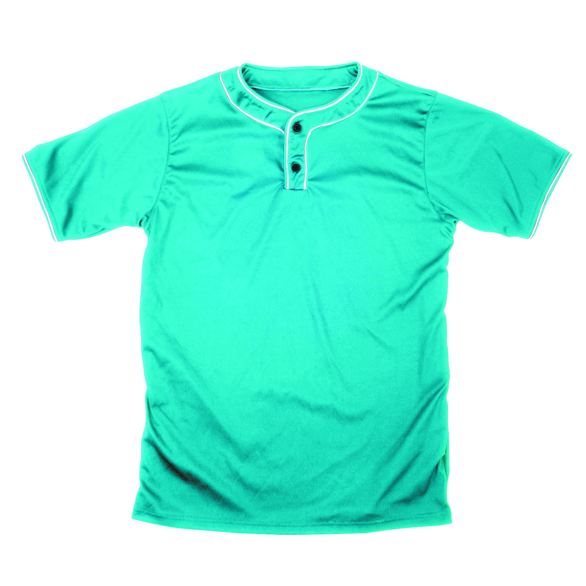 Martin Sports Two Button Baseball Jersey, Moisture Management in Teal/White Adult 2XL - Front View