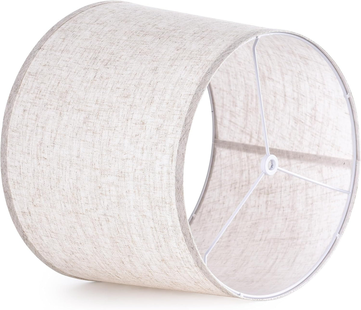 Drum Lampshade, Beige Oatmeal Linen, Spider Fitter, Multiple Sizes - View 5