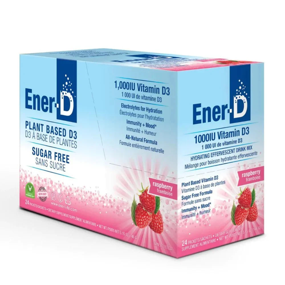 Ener-D Raspberry Vitamin D3 Drink Mix, 24 ct