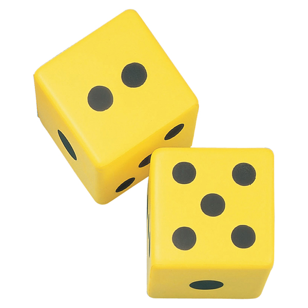 Champion Sports Coated Foam Dice, 6 in, Pair - Front View