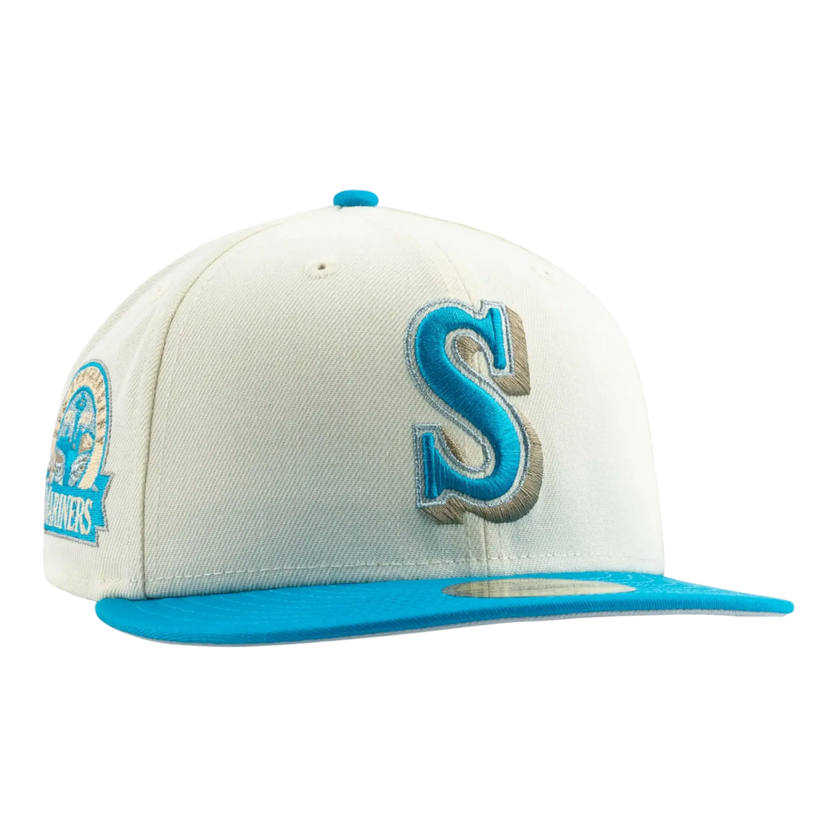 New Era Seattle Mariners 30th Anniversary Elements Pack Men's Fitted Hat — Off White/Freshwater Blue