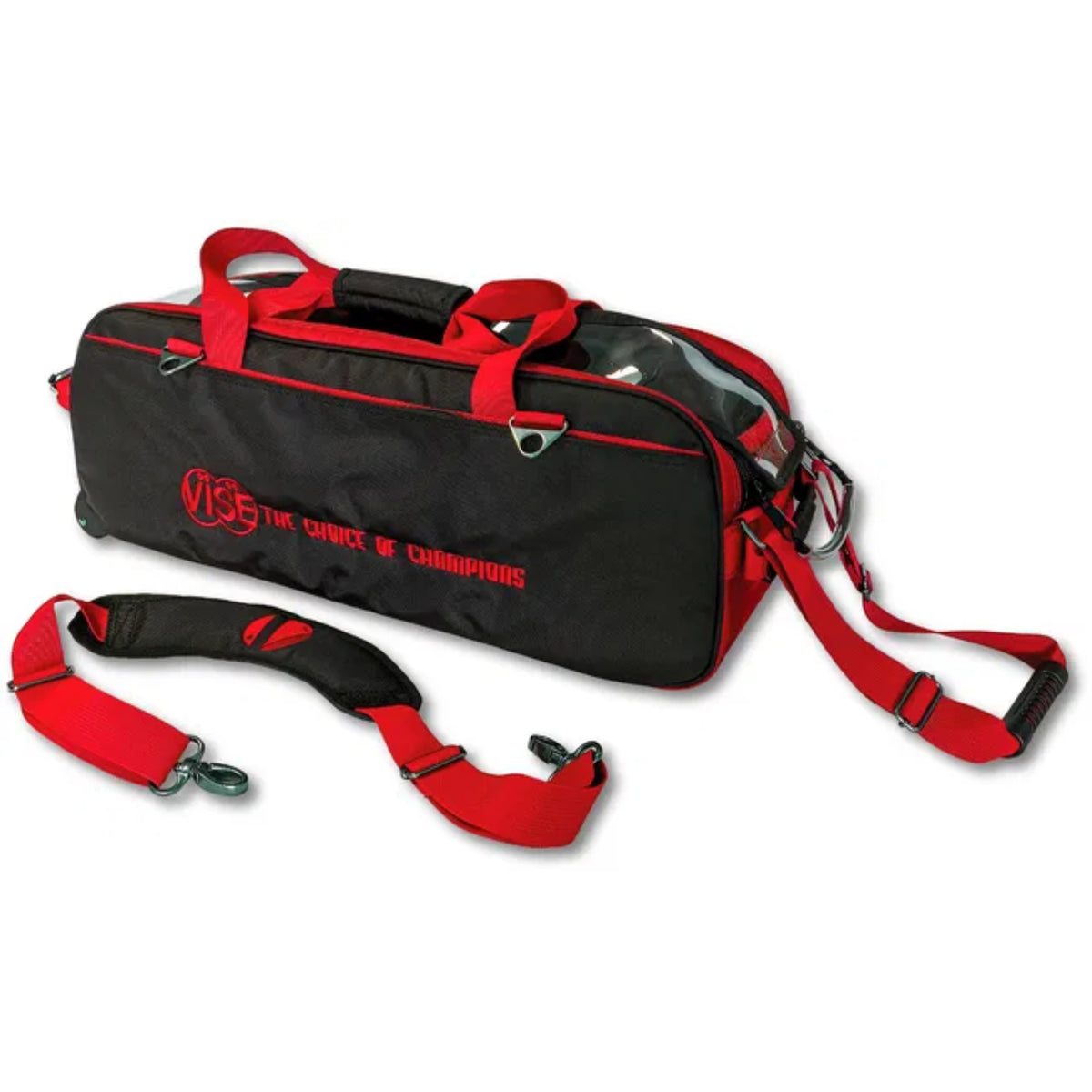Vise 3 Ball Clear Top Roller Tote Bowling Bag