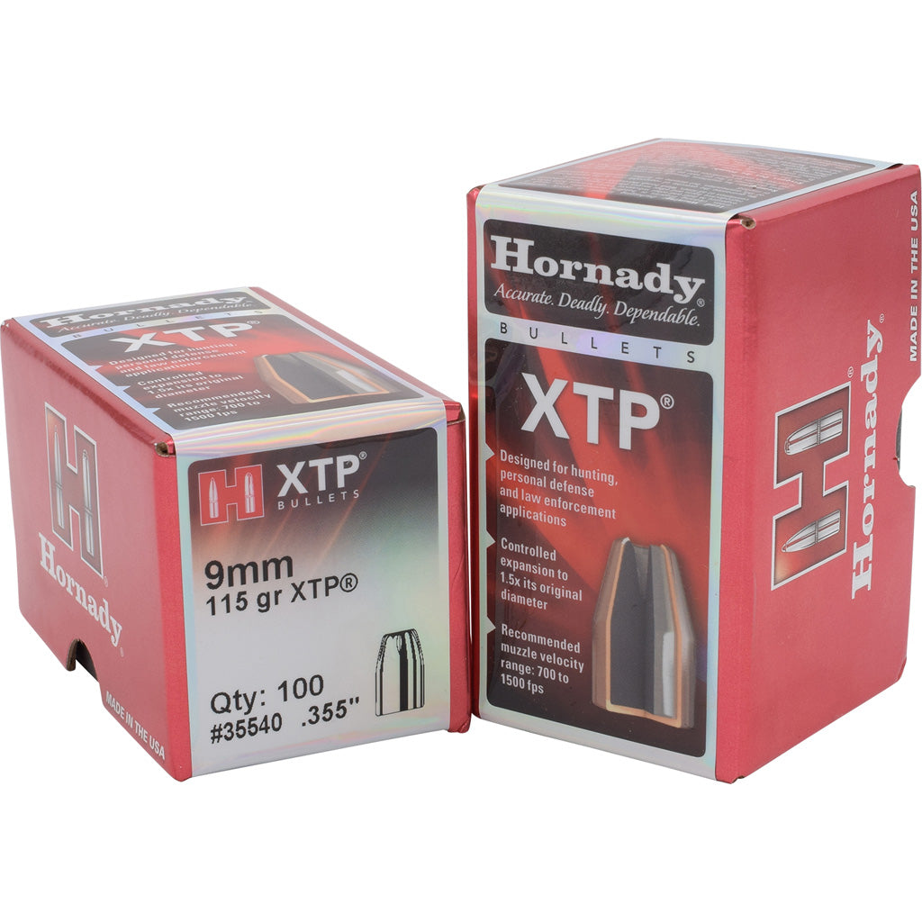 Hornady HP/XTP Bullets in 9 mm. .355 in. 115 gr. 100 pk - Front View