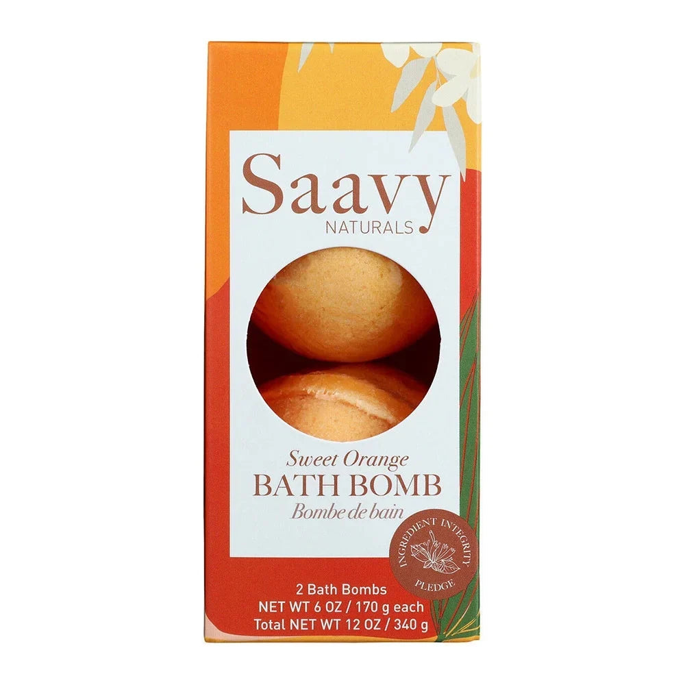 Saavy Naturals Sweet Orange Bath Bomb Duo, 12 oz